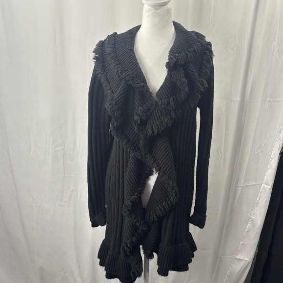 Alfani Sweaters - Alfani Black Ruffled Cardigan Sweater